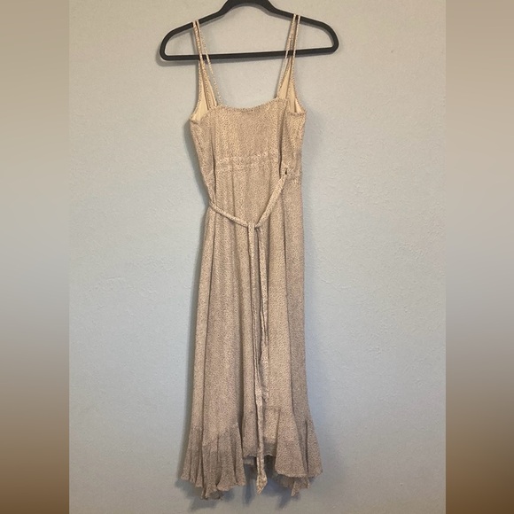 All Saints Women Size 4 Dayla Speckled Black White True Wrap Midi Dress Ruffles - Picture 8 of 16